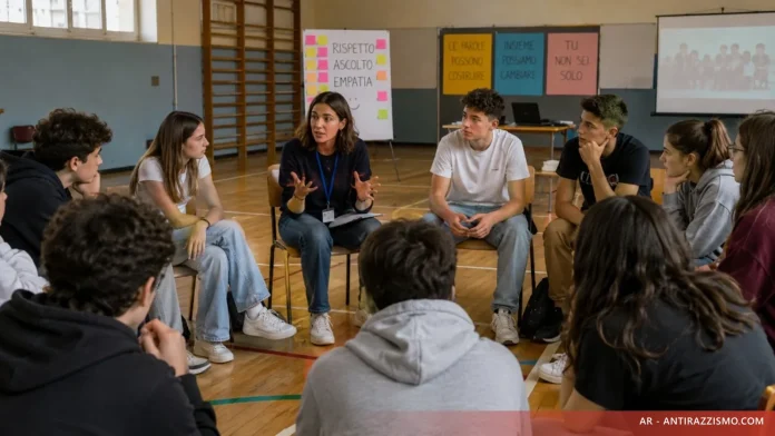 Laboratorio scolastico antibullismo: circolo di ascolto su rispetto, empatia e parole che costruiscono